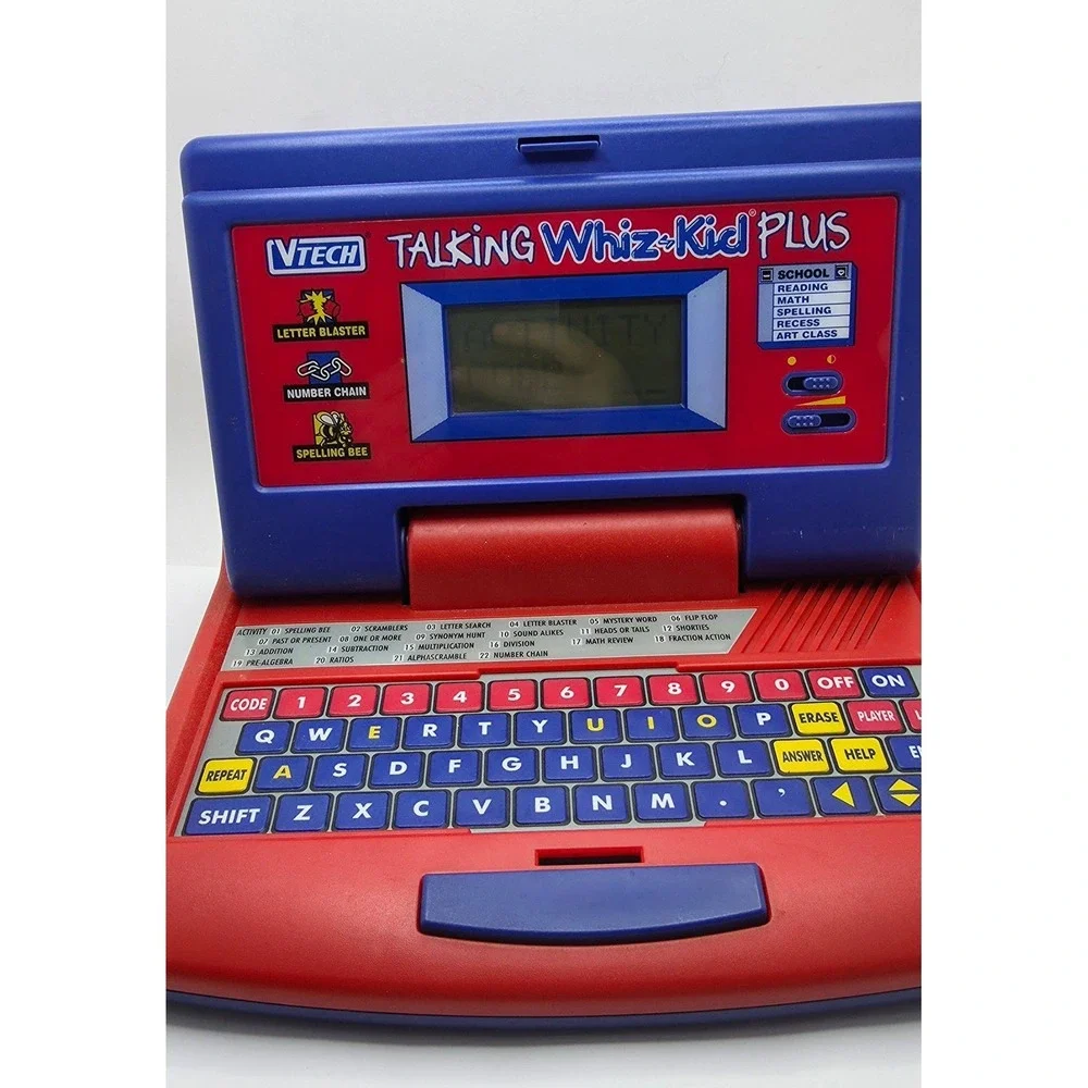 VTech Talking Whiz-Kid Plus Educational Laptop Toy Red Blue 32-0682-426 Vintage